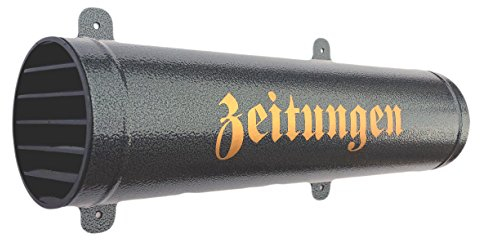 Naturholz-Schreinermeister Zeitungsrolle in Anthrazit/Schwarz aus Metall mit Verschlussgitter Zeitungsfach Zeitungsbox Zeitungsrohr