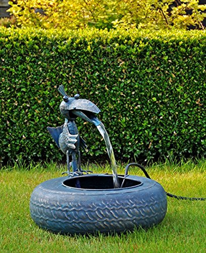 Gravidus Eleganter Gartenbrunnen Vogelmotiv mit Elektropumpe wetterfest 120cm Höhe für Garten Dekoration Indoor Outdoor Beleuchtung Wasserspiel