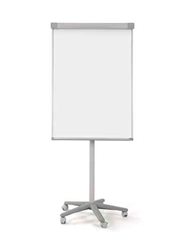 Bi-Office Mobiles Flipchart Smart, mit 5 Rollen, Magnetisch, Aluminiumrahmen, Tafelgröße 70 x 100 cm, Gesamthöhe 180 cm,Grau,