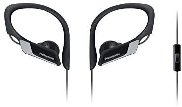 Panasonic RP-HS35ME-K Sports Headphones Headset for Mobile Telephony, Interchangeable Passport Pieces (S/M/L), IPX2 Protection, Clip, Black