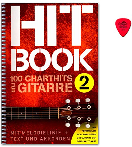 Hitbook 2-100 Chart Hits für Gitarre (mit Melodielinie + Texten und Akkorden) - Notenbuch mit Dunlop Plek - Verlag Bosworth BOE7898 9783865439932