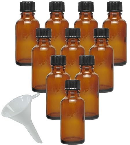 mikken 10 x braune Apothekerflasche 30ml made in Germany, inkl Beschriftungsetiketten + Trichter