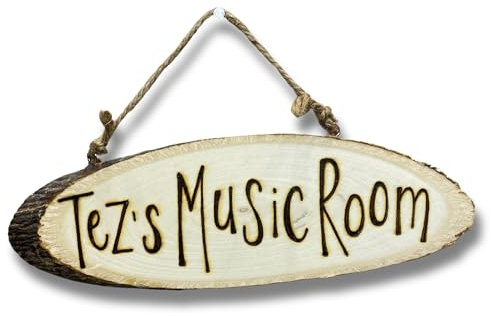 Bedroom Office Gym Music Room Wooden Name Sign | Personalised Wooden Wall Door Plaque Hanging Sign Gift