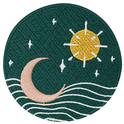 Finally Home Soul of The Moon Collection: Sonne, Mond und Sterne Patch zum Aufbügeln | Welle Patches, Wellen Wasser Bügelflicken, Flicken, Aufnäher für Erwachsene