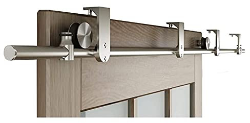 Kit Porta da Fienile in Acciaio Inossidabile da 150-300 Cm, Porta Scorrevole in Legno per Porta Hardware Armadio Appendiabiti a Rotelle Set di Binari per Ruote Porta Singola (Size : 150cm/5ft)