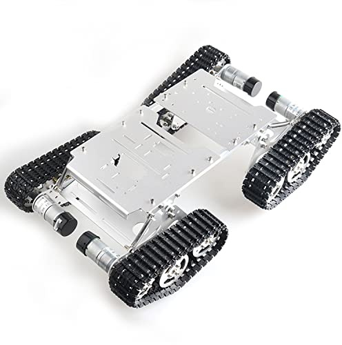 Swaytail Premium Large Metal 4WD Shock Absorption Robot Tank Car Chassis Kit for Arduino/Raspberry Pie/MicroBit with 33 DC Motor, Shock Absorbing Tracked Crawler with Damping System DIY Maker Model