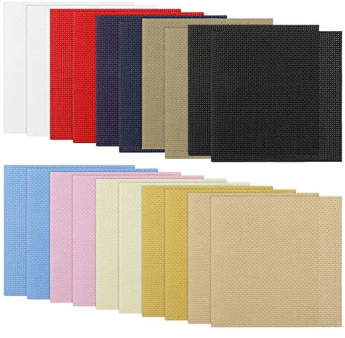 The Lord of the Tools Kreuzstich Stoff Kreuzstich Tuch für DIY Kunst Handwerk Handarbeit 10 Farben 100% Baumwolle 15x15cm/5,9x5,9 Zoll Quadrat Mehrfarbig 11CT 20 Stücke