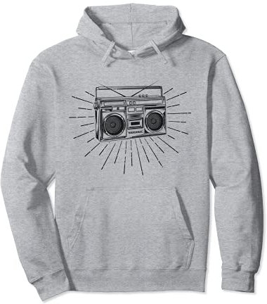 Retro Vintage 80er Jahre Boom Box Ghetto Blaster Radio Stack Pullover Hoodie