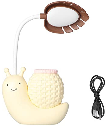 Garosa LED Desk Lamp with Pen Holder Cartoon Animal Snail Table Lamp Multiple Function USB Charging Cute Desk Light Gooseneck for Students Kids Warm White Light 0.6~3W DC 5V(Yellow),Desk lamp | USB-aufladbare LED Schreibtischlampe mit Stifthalter für Studenten Faltbar, augenschonend, mit Notstromfunktion