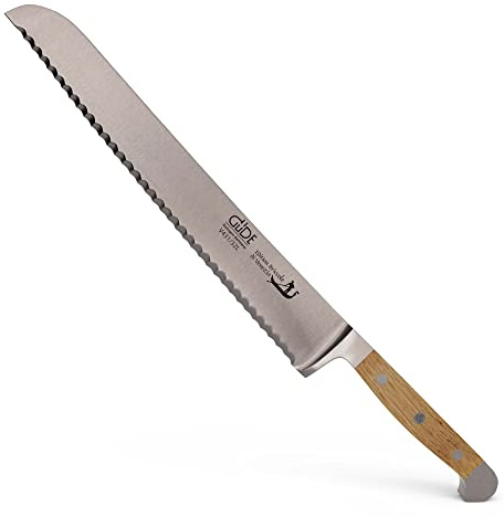 GÜDE Solingen - Brödkniv vänsterhänt smidd, 32 cm, Briccole, ALPHA-BRICCOLE DI VENEZIA - double bolster, Handgjord Tyskland