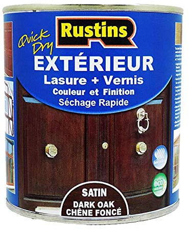 Rustins - Extérieur lasure + Vernis pour bois - séchage rapide - Chêne foncé fini Satiné - 15m²/L 500ml (ESDO500FR)