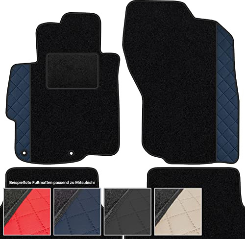 moto-MOLTICO Fußmatten Auto Velours Autoteppiche Schwarz Automatten | Set 4-teilig - Auffälliges Design - passend für Mitsubishi Space Star ab 2013 (Blaues Muster)