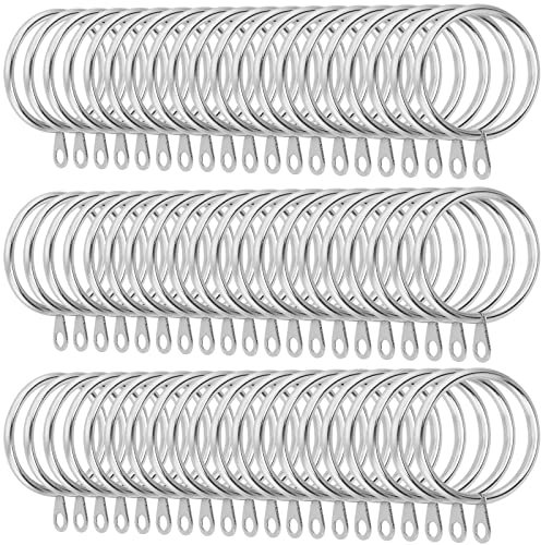 JOIKIT 100 Pack 38mm Silver Curtain Rings, Curtain Pole Rings, Metal Hanging Rings with Eyelets, for Curtains and Rods, Decorative Drapery