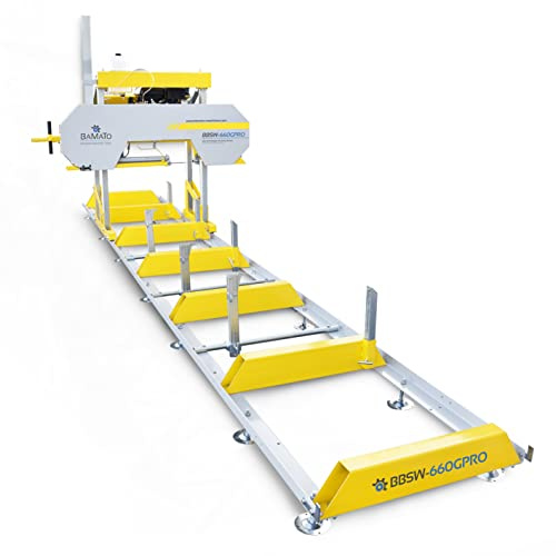 BAMATO Blockbandsäge BBSW-660GPRO Benzin Höhenverstellung | Leistungsstarker Benzinmotor & 5,9m Rollbahn | Elektrische Höhenverstellung | Positionslaser