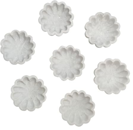 PUSHPA EXPORTS Christmas Gift Marble Scallop Bowl Marble Ruffle Bowl Stone Bowl Decorative Bowl Decorative Trays Marble Fruit Bowl Christmas Gift Bowl 3 in (Set of 2 pieces)
