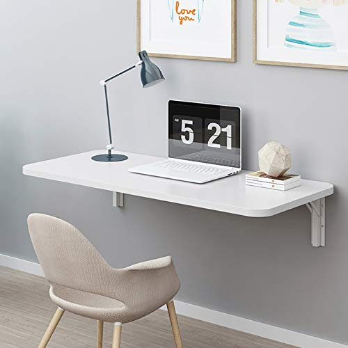 ZEDARO An der Wand montierter Computertisch aus Holz, an der Wand montierter Drop-Leaf-Tisch, mehrere Größen, weiß – platzsparend für Schlafzimmer, Badezimmer, Balkon oder kleine Räume