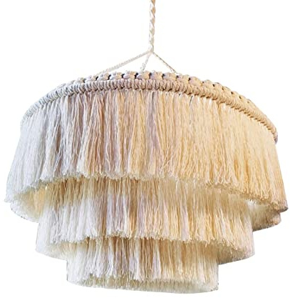 Gralara Pantalla de lámpara de macramé, Pantalla de luz, Cubierta de luz Colgante para Oficina, hogar, Dormitorio, 30cmx40cm
