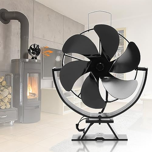 Sonnewelt Ventilatore per camino, ventilatore per stufa senza corrente con 6 fogli, ventilatore per camino, ventilatore senza corrente, ecologico silenzioso, protezione da surriscaldamento con