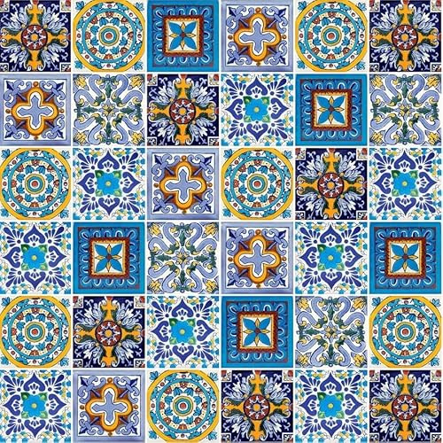 Cerames Carrelage en céramique Mexicaine Armando - 15 carrelage mural mexicains décoratifs pour la salle de bain, la cuisine, la douche | Carreaux de mosaïque en céramique 10,5x10,5 cm