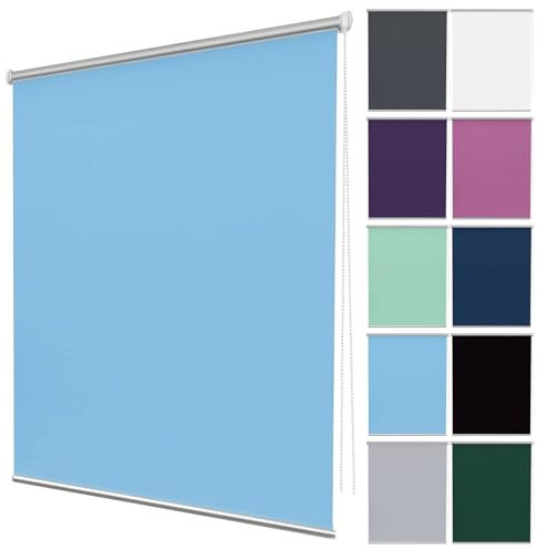 Doppelrollo Klemmfix Ohne Bohren 115 x 60 cm Blickdicht Hitzeschutz Sonnenschutz Verdunkelungsrollo Höhe Stufenlos Verstellbar für Fenster und Türen, Himmelblau