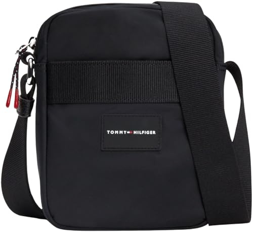 Tommy Hilfiger Herren Umhängetasche Nylon Mini Reporter Klein mit Reißverschluss, Schwarz (Black), Einheitsgröße