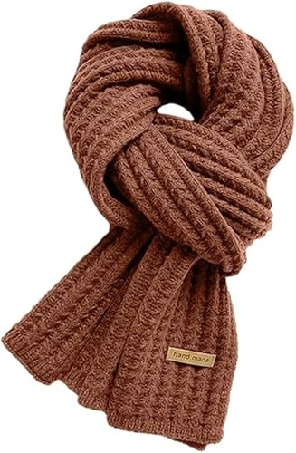 Strickschal Warm Langschal Gestrickt Winterschal Einfarbig Mode Groß Verdickt Wollschal Vintage Unisex Schals Deckenschal Halstuch für Damen Mädchen Herren Junge Geschenk (Kaffee,Einheitsgröße)