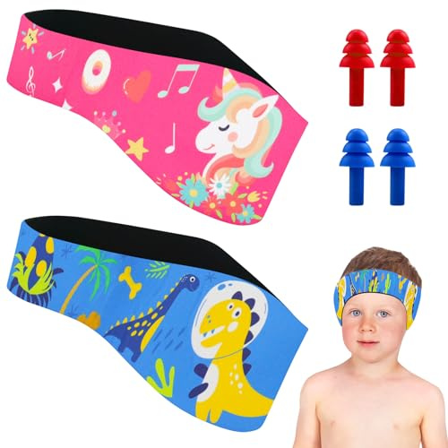 Schwimmen Stirnband Kinder, 2 PCS Neopren Schwimmband, Schwimm Stirnbänder mit Klettverschluss, Schwimm Stirnband Erwachsene, Ohren Schutz Wasserdichtes Kopfband für Kinder, Erwachsene (size M)