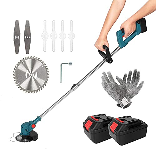 BDCXUX Cordless edge/trimmer, 6 '' detachable lawn mower with 2 batteries and quick, lightweight, extendable charger, max 850W for lawn mowing, path edges