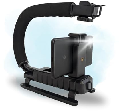 TronicXL Smartphone Video Rig Stabilizer - Action Stabilisierungsgriff Handy Foto Handgriff Stabilisator mit Cold Shoe für Kaltschuh für Hot Shoe Film für Apple iPhone Samsung