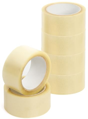 Lot de 6 ruban adhésif transparents en rouleau de haute qualité, extra forts et résistants, parfaits pour les cartons de déménagement, l'emballage, l'emballage et le colis.