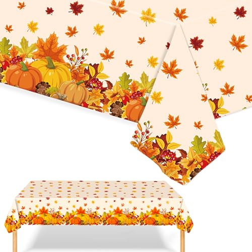 Herbst Party tischdecke, 2 Stück 137 x 274 cm Erntedankfest Kürbisse Ahornblätter Deko
