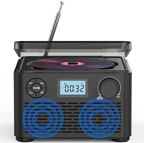 Lecteur de Cassettes CD combiné, Lecteur de CD Vintage 4000 mAh avec Radio FM, Connexion Bluetooth, Rechargeable, lecteurs de Cassettes Radio Portables pour Une Utilisation en intérieur ou en