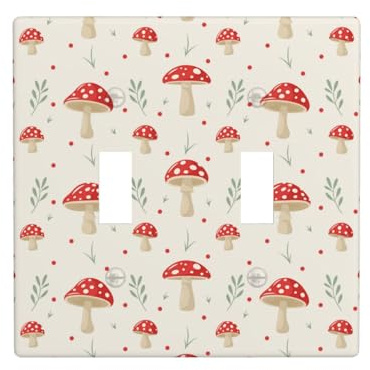 Placca di copertura per interruttore della luce a levetta, 2 piastre da parete di dimensioni standard 11,4 x 11,4 cm, piatto funghi doppia piastra di copertura per interruttore della luce, piastra