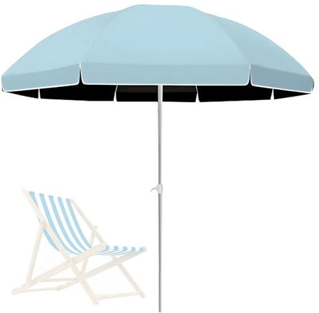 Parasol de Plage, Parasol de Jardin Portable, Parasol d'extérieur Réglable en Hauteur pour Terrasse,Patio,Jardin et Piscine, Protection Solaire Ronde(7.2ft)