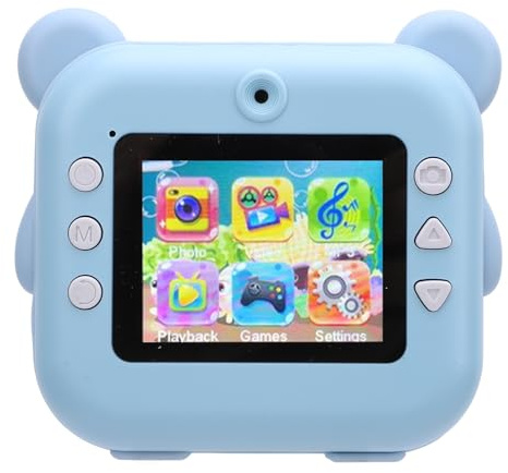 Appareil Photo à Impression Instantanée pour Enfants, écran 2 Pouces 320x240 TFT 1080P, Appareil Photo pour Enfants avec 3 Rouleaux de Papier D'imprimante, Appareil Photo de (Blue)