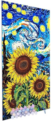 Glslmznq Peinture Numero Adulte avec Cadre, tournesol Peinture par Numero Enfant, Painting d'art avec Pinceaux, Loisirs Créatifs Adultes Activité Manuelle, pour Décoration de la Maison 20x40cm D-592