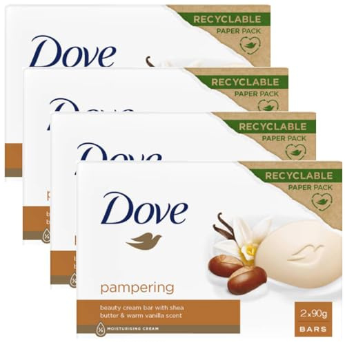 Dove Beauty Cream Bar Seife, fest, verschiedene Düfte, 2 x 90 g (4 Einheiten, Vanille und Karité)