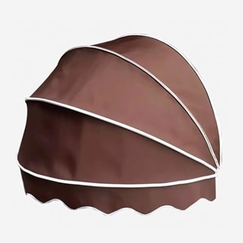 Toldo plegable para exteriores para puertas y ventanas, impermeable, para balcón, patio, toldo manual (diámetro: 130 cm, marrón)