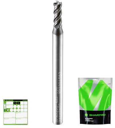 SHARPRO VHM Schaftfräser Metall Hartmetallfräser Für CNC-Fräser 4mm Schaft | 3mm Schnittdurchmesser AlCrN-beschichtet für Holz, Metall Acryl Kunststoff 4-Flöte Spiralfräser Drill End Mill Fräser Bit
