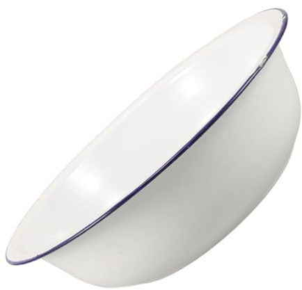 Luxshiny Emailliertes Fußbadewanne 34cm Fußbad Eimer Weiß Retro Design Vielseitig Für Haushalt Waschbecken