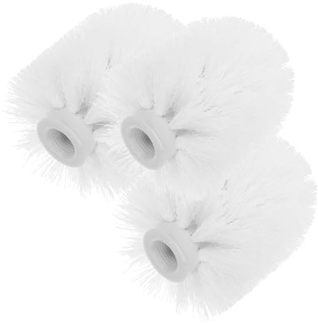 WOFASHPURET Testina di Ricambio per Scopino WC in Plastica Bianca, Set da 3 Pezzi, Accessorio per La Pulizia del Water Domestico, Resistente e Non Graffiante, per Bagno