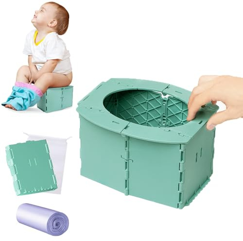 Roysmart Tragbare Kindertoilette Für Kinder, Klapptoilette Töpfchen Für Unterwegs, Faltbares Töpfchen, Baby Potty, Grün