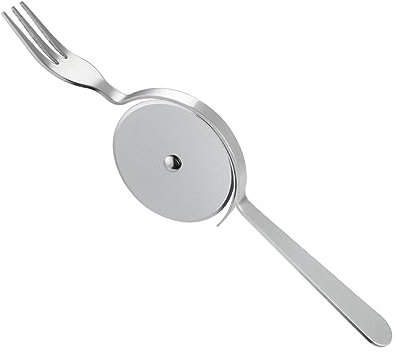OFFSCH Cortadora de Pizza de Acero Inoxidable con Rueda y Tenedor Integrado, Multifuncional con Protección para Dedos y Diseño Transit para Cocina