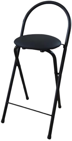 Sgabello da bar compatto pieghevole per interni ed esterni, nero, altezza 60 cm, leggero e portatile, perfetto per casa, cucina, patio ed eventi.