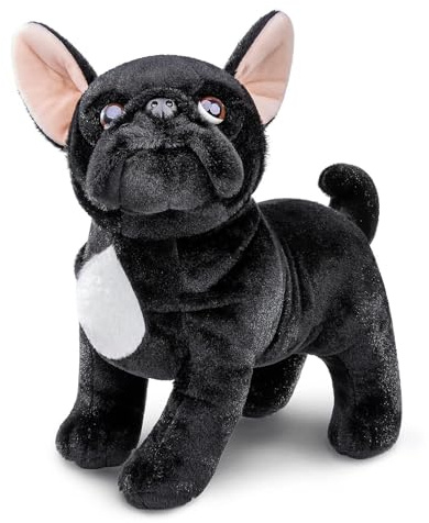 Wonder Sprout Plysch Bulldog Söt Leksakskudde Samlarartikel Hund att klämma, Sova, Dekorera hem Idealisk present för Halloween, Jul, flickor och pojkar - 28 cm Svart