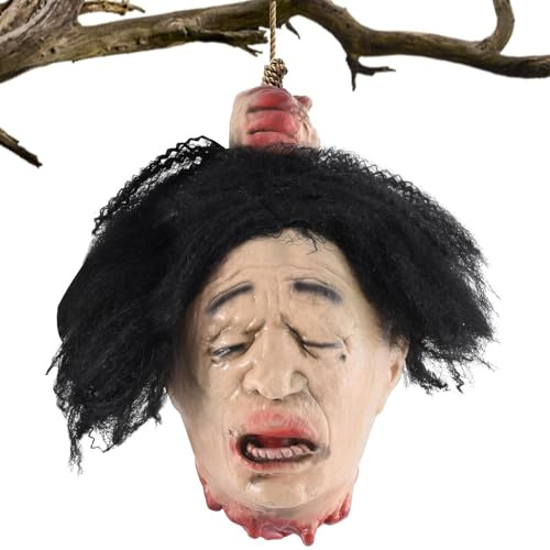 Accessoire Tête Coupée Halloween Décoration d'Horreur en Latex pour Maisons | Décoration Tête Coupée Ensanglantée Halloween Utilisation Pour Patios Intérieur Maisons Hantées Jardins Et Sal