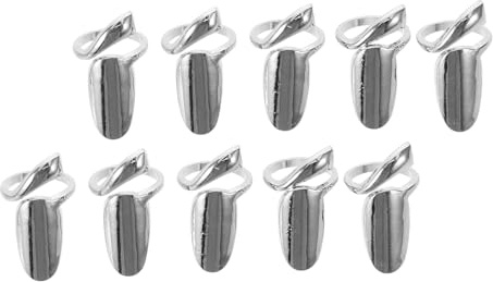 HAMPPLIES 10piezas Anillo Protector de Uñas Anillos Metálicos Ajustables para Decoración de Uñas Joyas para Proteger la Punta Dedos Accesorios para Manicura Punk