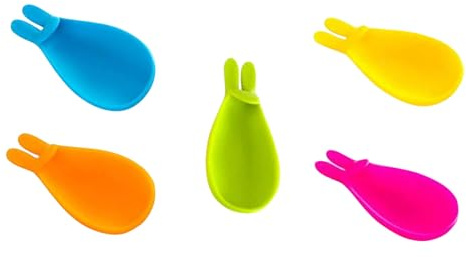 Didiseaon Soportes para Bolsitas de Té de Silicona Marcador para Taza y Colgador Práctico Forma de Conejo Paquete de 5 Unidades Hogar y Oficina