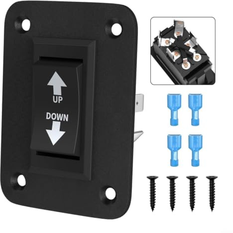 30A DPDT Interruttore a bilanciere momentaneo per inversione di polarità, 12 V DC/250 V AC, interruttore su e giù per roulotte, per stabilizzatore, ponte sollevatore e tenda, set da 2 pezzi (1 pezzo)
