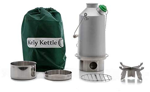 Kelly Kettle - Base Camp Wasserkocher aus aluminium - komplettes Camping & Ofen Set leichter Holzofen 1,43kg Gewicht. Ultraschneller leichter Holzofen. Keine Batterien, kein Gas, keine Kosten für Brennstoff- Für Angeln, Jagen, Camping, usw.